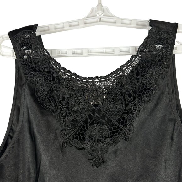 Cinema Etoile Vintage Womens Black Sleeveless Lace-Trimmed Top Size XL - Picture 2 of 5